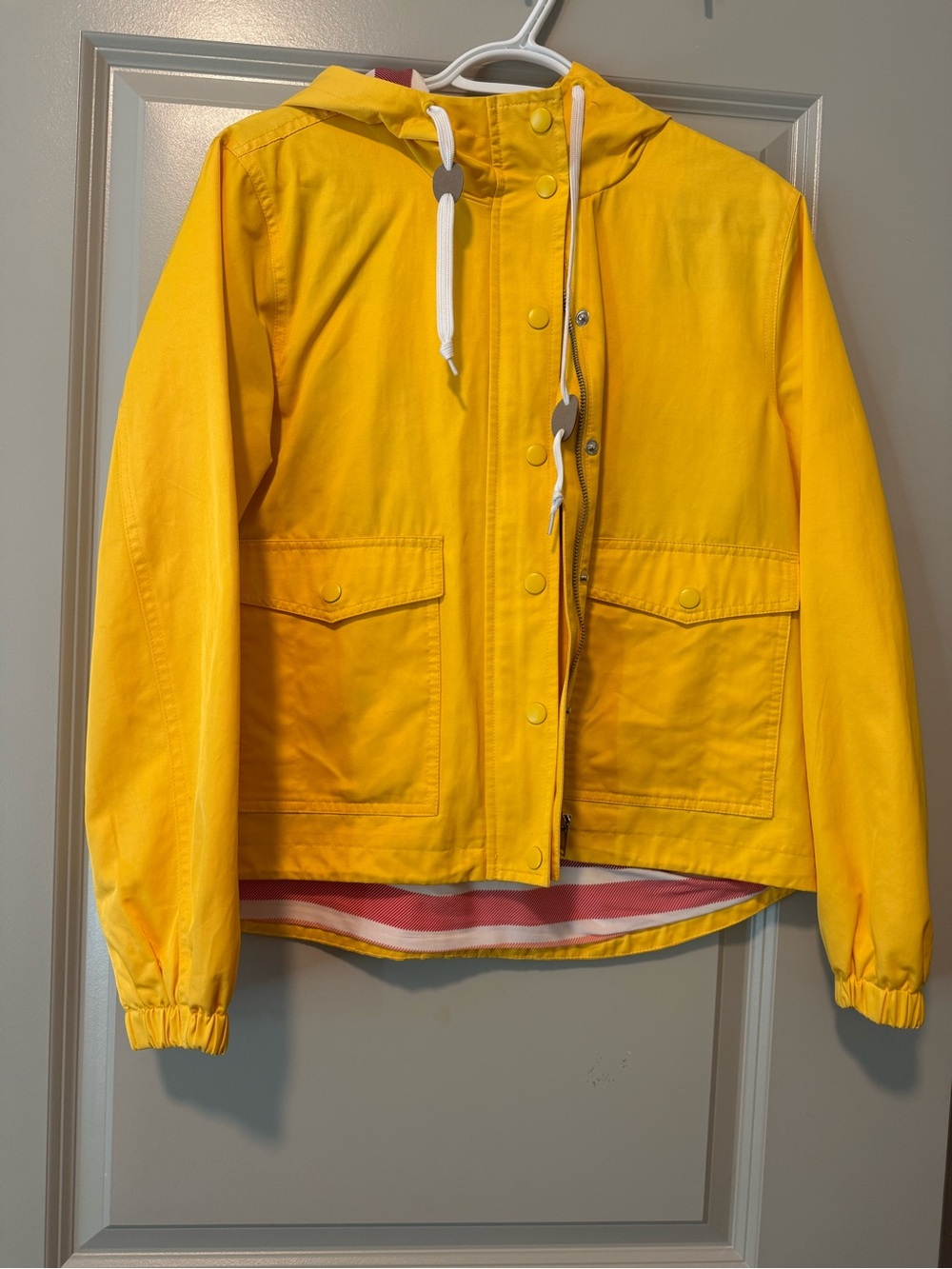 Tribal Yellow Hooded Raincoat with White Drawstrings